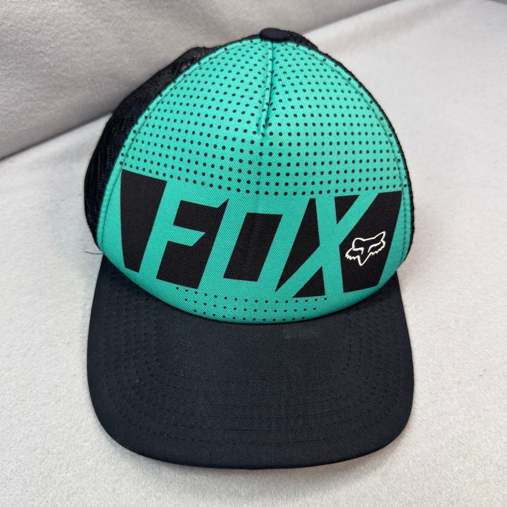 Fox Racing Trucker Hat Teal Black Mesh Snapback Motocross BMX Logo Cap OSFM